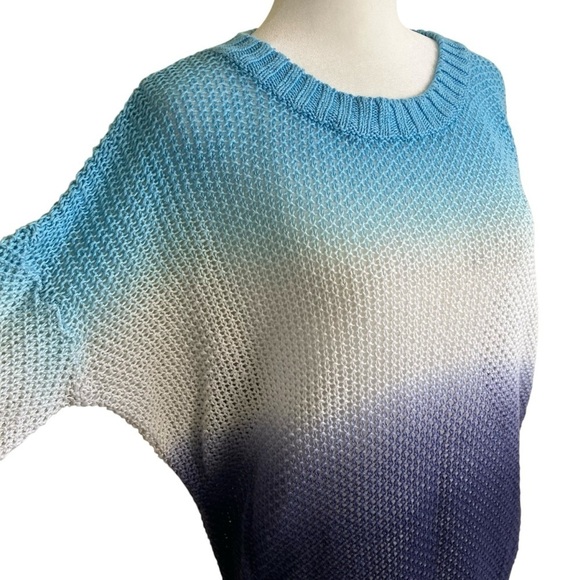 J. Crew Dip Dyed Beach Sweater Linen Crewneck Open Knit Coastal Relaxed Resort S - Picture 3 of 16